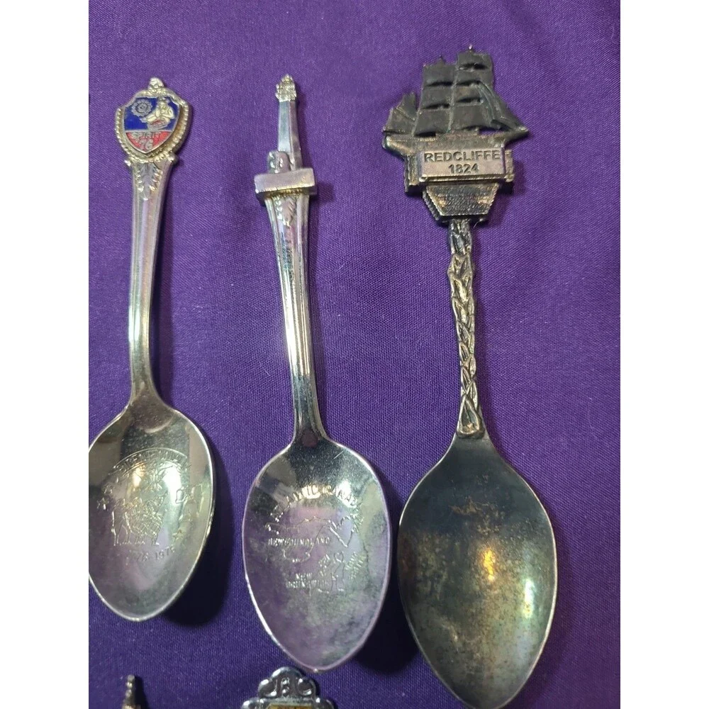 Vintage Collectable Mini Spoons Lot Of 10, Pewter, Silver Plated